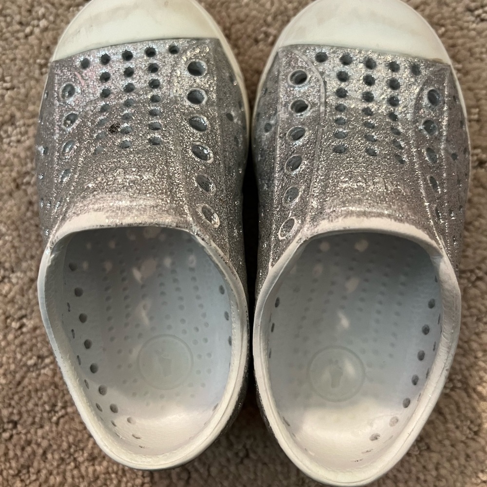 Native silver glitter sneakers size 6